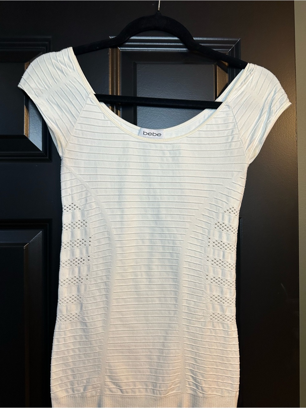BEBE Ribbed Scoop Neck Top